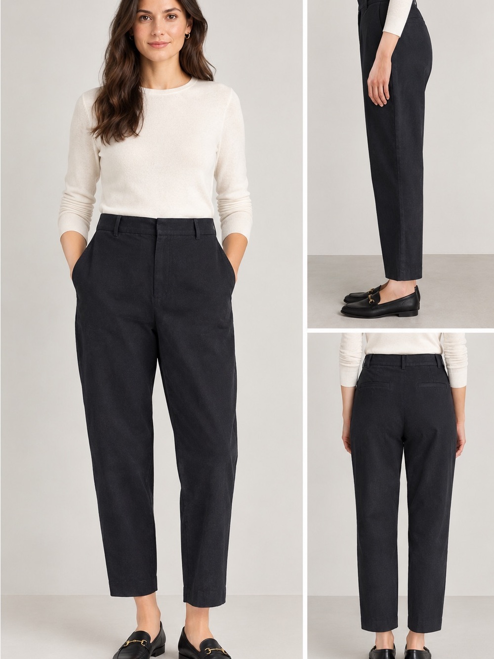 Boden Women’s  Black Cropped 26,5”Cotton Stretch Trousers